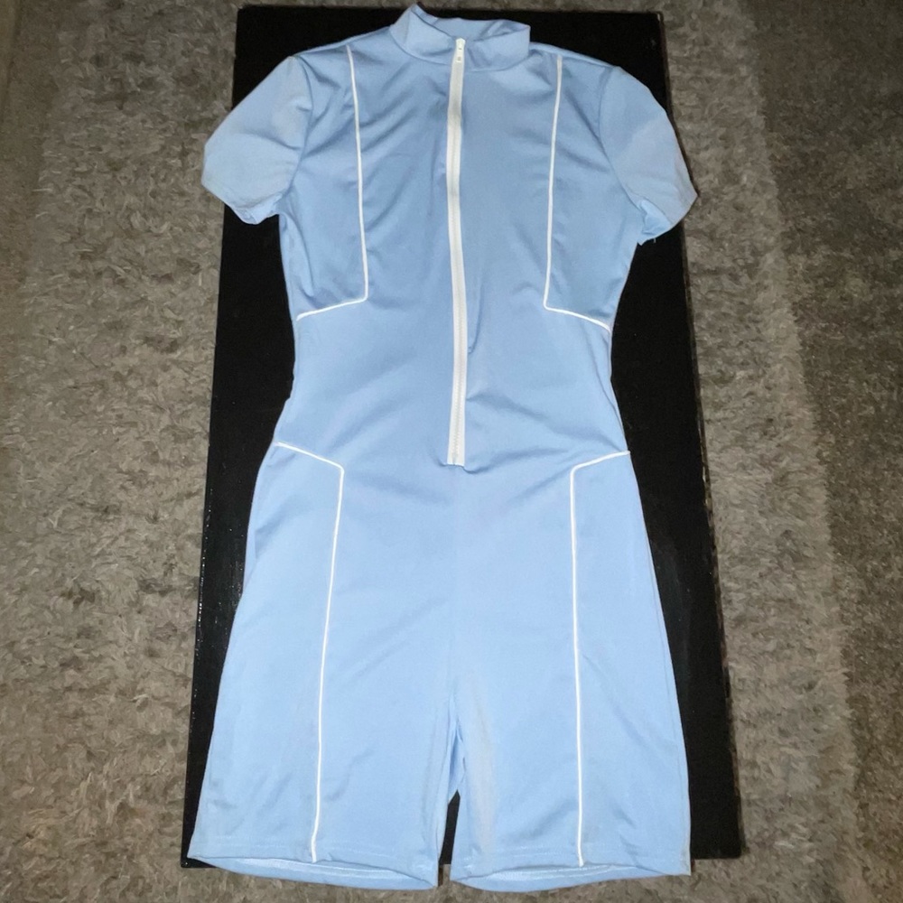 Light Blue Zip Up Romper
